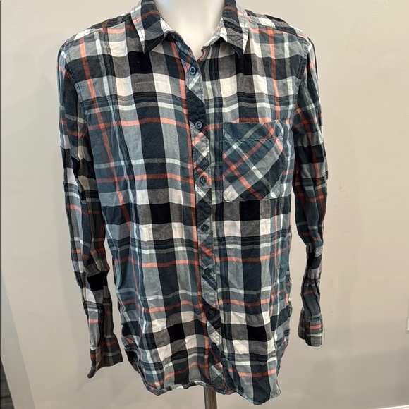 Arizona Jean Company Small Boyfriend Fit Plaid Button Down Shirt - Picture 3 of 12